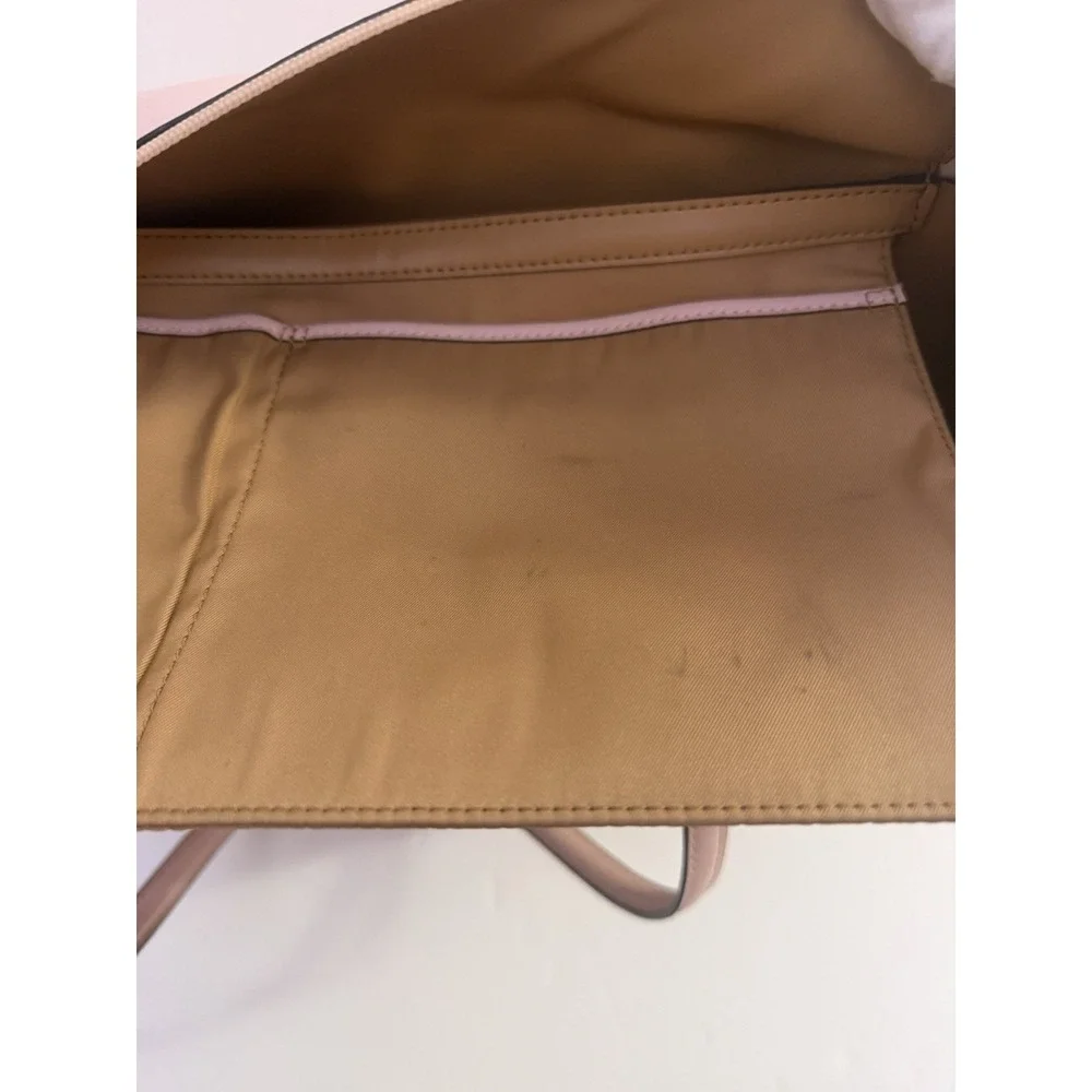 Tory Burch Parker Tote Pink Leather Bag Purse Classic Preppy Zip Top‎